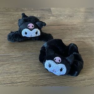 KUROMI-NWT Black Plush Hair Accessories Set